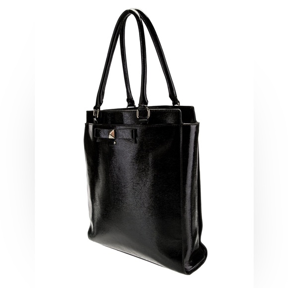 Vintage Kate Spade Black Patent Leather Long Tall Tote Shopper Bag Rare - Picture 3 of 16